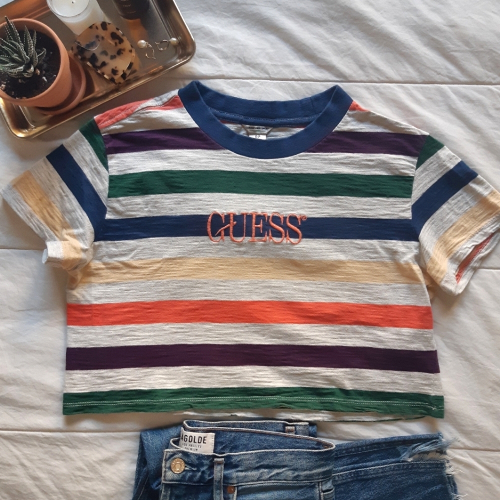 Guess Originals Vintage-Look Cropped Striped Tee